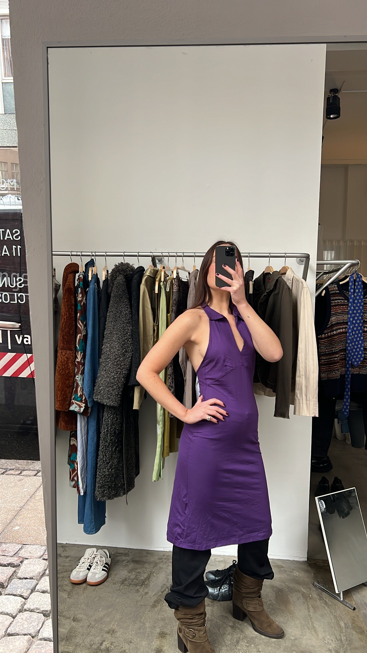 Purple halterneck dress