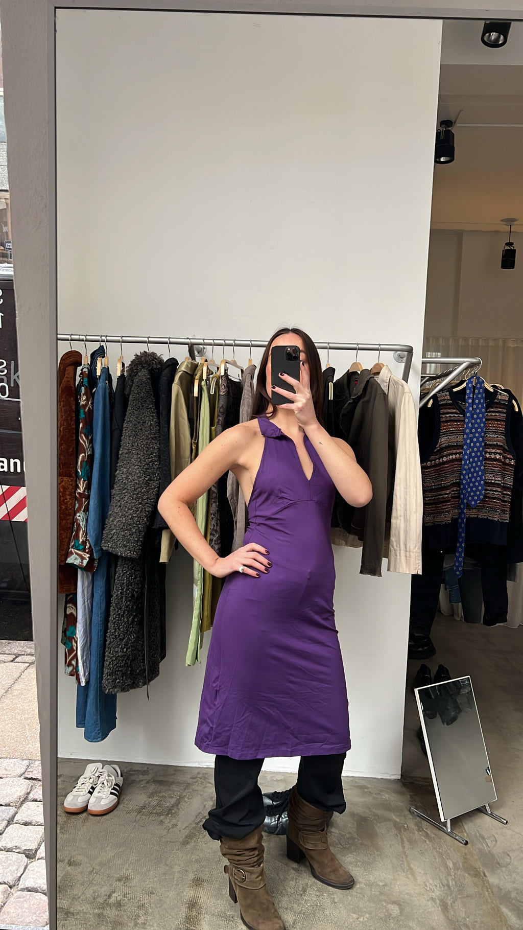 Purple halterneck dress