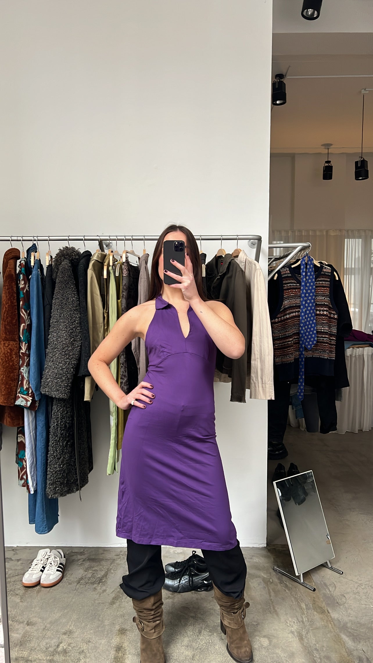 Purple halterneck dress